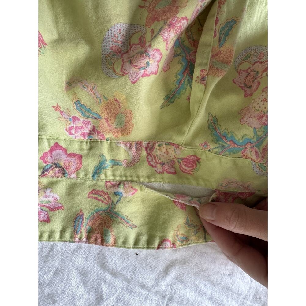 Natori Women's M Green Floral Paisley Tunic Blouse Long Sleeve Button Top - Picture 12 of 12